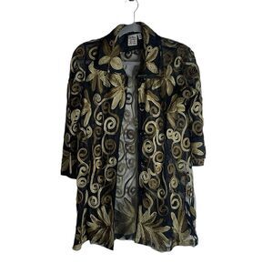 Parsley and Sage rare Soutache Black and gold sheer jacket size medium